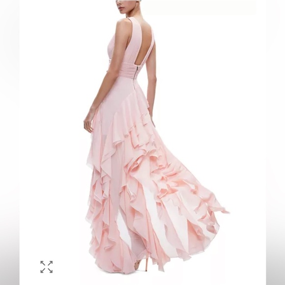 Alice + Olivia Holly ruffled dress high low Blush Pink gown maxi party Revolve 2 - Picture 4 of 10